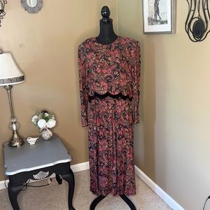 ‘80’s era paisley dress; sz. 16 “Cottage Core”
